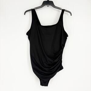 Miraclesuit Black Rouched One‎ Piece Swimsuit Size 24W Slimming Underwire
